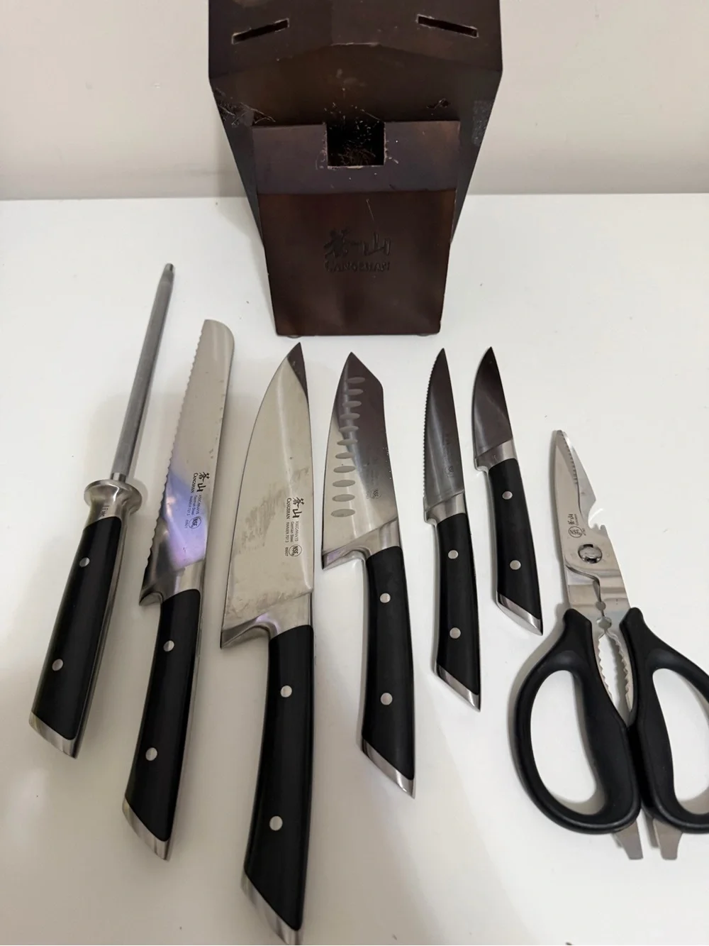 Cangshan Rainier Series 7 Pc Kitchen knives Block Set X50CrMoV15 German Steel